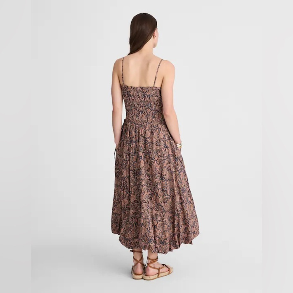 Madewell | Smocked Bubble Hem Midi Dress Sz 8 - Picture 5 of 7